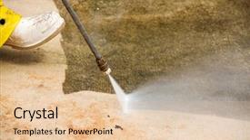  Presentation with maintenance - Slides enhanced with worker cleaning old dirty driveway background and a lemonade colored foreground