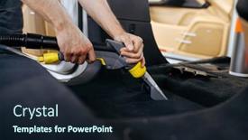  Presentation with interior - Beautiful theme featuring worker-cleans-car-interior backdrop and a wine colored foreground