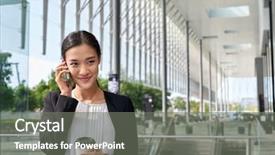  Presentation with chinese chinese - Slide set consisting of worker communicating with mobile phone background and a gray colored foreground