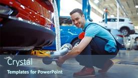  Presentation with exhaust gas - Cool new PPT theme with worker-connects-the-exhaust-gas backdrop and a ocean colored foreground