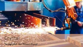  Presentation with controls - PPT theme with worker-controls-robotic-arm background and a coral colored foreground