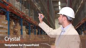  Presentation with from waste produce natural gas factory - Presentation theme having worker counting the ready products background and a tawny brown colored foreground