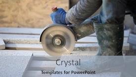  Presentation with granite - Presentation consisting of worker-cutting-granite-slab background and a light blue colored foreground