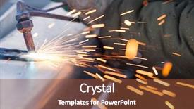  Presentation with steel pipe - Beautiful slide deck featuring worker cutting steel pipe using backdrop and a tawny brown colored foreground