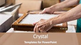  Presentation with pulp paper - Audience pleasing slide deck consisting of worker dipping mold in pulp backdrop and a coral colored foreground