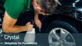  Presentation with paint - Colorful slides enhanced with worker disperses soapy water paint backdrop and a ocean colored foreground