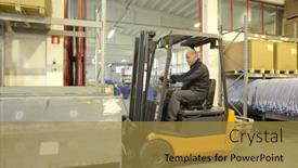  Presentation with driving - Slides with worker-driving-fork-lifter background and a gold colored foreground