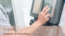  Presentation with factory machine - Presentation design enhanced with worker-entering-data-on-screen background and a lemonade colored foreground