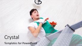  Presentation with worker safety - Audience pleasing PPT theme consisting of worker falling from the ladder backdrop and a white colored foreground