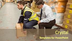  Presentation with training - Presentation theme enhanced with worker for health and safety background and a violet colored foreground