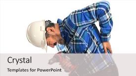  Presentation with injury - Slide set with worker getting back injury isolated background and a light gray colored foreground
