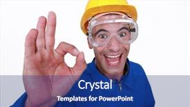  Presentation with crazy - Beautiful PPT theme featuring worker giving the go-ahead backdrop and a navy blue colored foreground