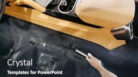  Presentation with interior - Presentation design featuring worker-hand-wipes-car-interior background and a tawny brown colored foreground