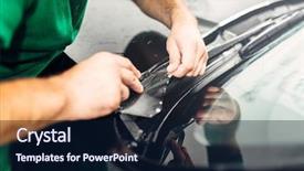  Presentation with pair of hands - Cool new presentation with worker hands installs car paint backdrop and a navy blue colored foreground