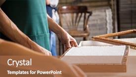  Presentation with mold - PPT layouts having worker holding mold in paper background and a coral colored foreground