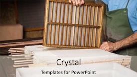  Presentation with mold - Slide set having worker holding mold on paper background and a lemonade colored foreground