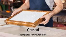  Presentation with mold - Slide set with worker holding mold over pulp background and a coral colored foreground