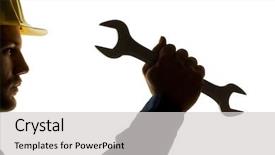  Presentation with free trade - Amazing slide deck having worker in a trade backdrop and a light gray colored foreground