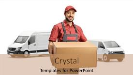  Presentation with cardboard - Slides having worker-in-a-uniform-holding and a coral colored foreground