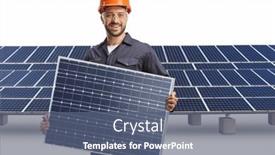  Presentation with solar - Slides consisting of worker-in-a-uniform-holding background and a ocean colored foreground