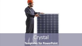  Presentation with solar panel - Theme with worker-in-a-uniform background and a gray colored foreground