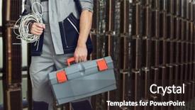  Presentation with telephone - Slides having worker in automatic telephone exchange background and a  colored foreground