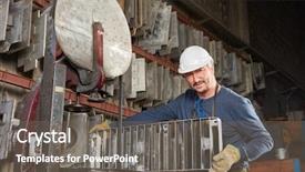  Presentation with metallurgy - Presentation featuring worker in factory with metallurgy background and a gray colored foreground