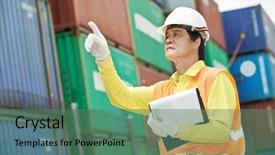  Presentation with logistics warehouse - Theme enhanced with abstract background of blurred rainbow background and a lemonade colored foreground.