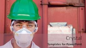  Presentation with hazmat - Amazing slides having worker-in-hazmat-suit-hard backdrop and a coral colored foreground