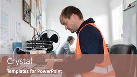  Presentation with recycling - Presentation having worker-in-office-of-recycling background and a coral colored foreground