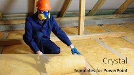  Presentation with construct - Slide deck having worker-in-protective-respirator-insulating background and a yellow colored foreground