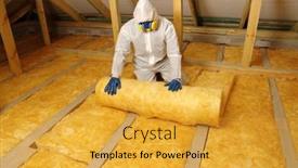  Presentation with construct - Amazing slides having worker-in-protective-respirator-insulating backdrop and a gold colored foreground