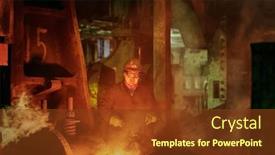  Presentation with metallurgical - Beautiful theme featuring worker-in-protective-workwear-operating backdrop and a tawny brown colored foreground