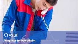  Presentation with order - Presentation theme consisting of worker in publishing house preparing book order background and a teal colored foreground