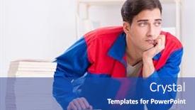  Presentation with book - Amazing presentation design having worker-in-publishing-house-preparing backdrop and a ocean colored foreground