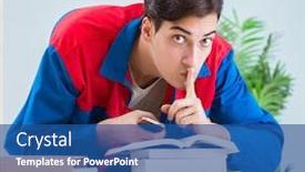  Presentation with order - Colorful presentation theme enhanced with worker-in-publishing-house-preparing backdrop and a ocean colored foreground