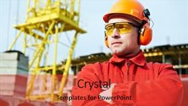  Presentation with worker safety - Presentation theme consisting of worker in uniform and safety background and a red colored foreground