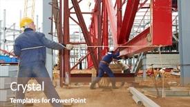  Presentation with metal frames - Cool new slide set with worker in uniform at construction backdrop and a  colored foreground