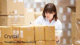  Presentation with dispatch - Audience pleasing slides consisting of worker in warehouse preparing goods backdrop and a yellow colored foreground