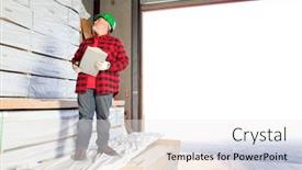  Presentation with distribution - Slides featuring worker-inspecting-wood-ready background and a white colored foreground