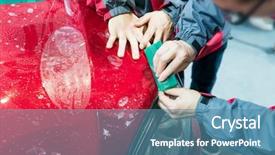 Presentation with paint industry - Presentation theme featuring worker install car paint protection background and a  colored foreground