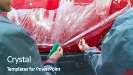 Presentation with paint - Slide deck featuring worker install car paint protection background and a ocean colored foreground