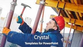  Presentation with construction equipment - Slide set featuring worker installing equipment for concrete background and a  colored foreground