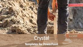  Presentation with lumber - Audience pleasing slides consisting of worker installing stakes and lumber backdrop and a coral colored foreground