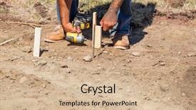  Presentation with lumber - Theme featuring worker installing stakes and lumber background and a soft green colored foreground