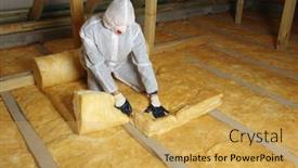  Presentation with mineral - Audience pleasing slide deck consisting of worker-insulate-the-attic backdrop and a yellow colored foreground