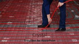  Presentation with pipe - Presentation design enhanced with worker-is-installing-a-red background and a violet colored foreground