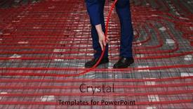  Presentation with pipe - Slide deck featuring worker-is-installing-a-red background and a violet colored foreground