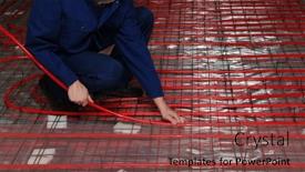  Presentation with pipe - Presentation design enhanced with worker-is-installing-a-red background and a violet colored foreground