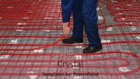  Presentation with pipe - Presentation design having worker-is-installing-a-red background and a violet colored foreground